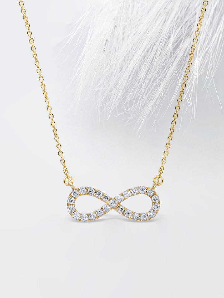 0.24 Carat Natural Diamond Infinity Design Necklace for Women | 14KT Gold