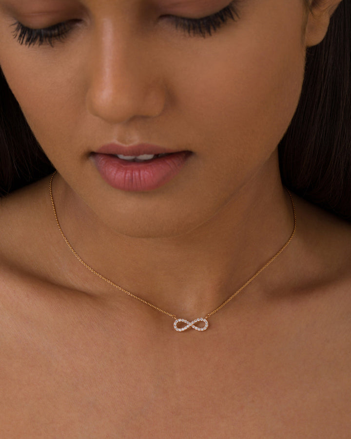 0.24 Carat Natural Diamond Infinity Design Necklace for Women | 14KT Gold