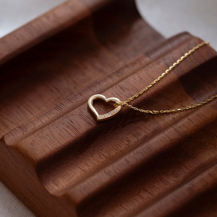 0.5 Carat Natural Diamond Heart Pendant Necklace for Women | 14KT Gold