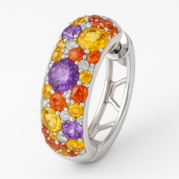 Kaleidoscope Sunset-Inspired Gemstone Hoop Earrings