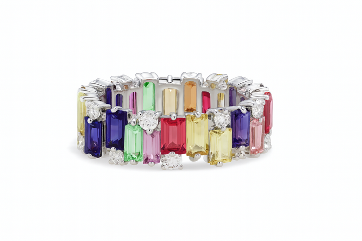 Luxury Rainbow Gemstone Eternity Band