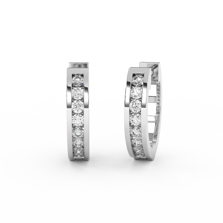 2/9 Cttw Round Cut Certified Natural Diamond Hoop Earrings | 14kt Gold - Fehu Jewels