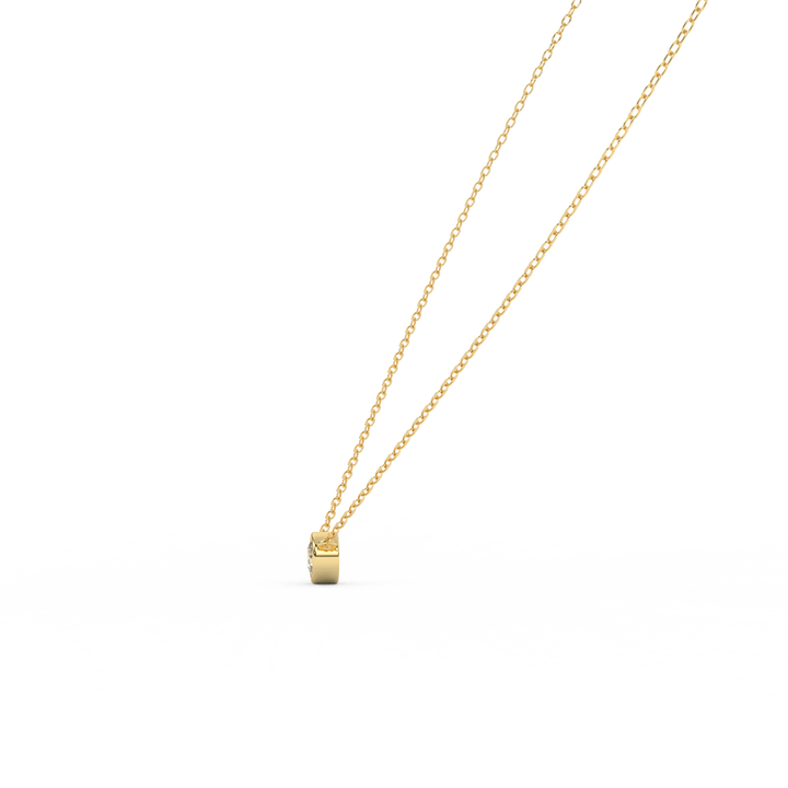 0.37 Cttw Round Cut Natural Diamond Bezel Set Pendant Necklace | Dainty Solid Gold Solitaire Necklace | Ideal The Engagement Gift for Her. - Fehu Jewels