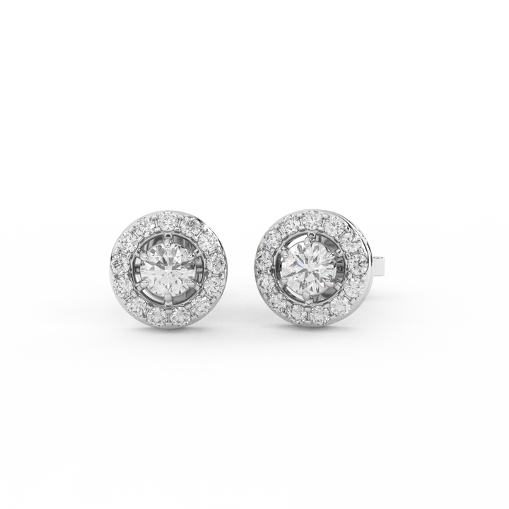 5/9 Cttw Round Cut Certified Natural Diamond Stud Halo Earrings | 14kt Gold - Fehu Jewels