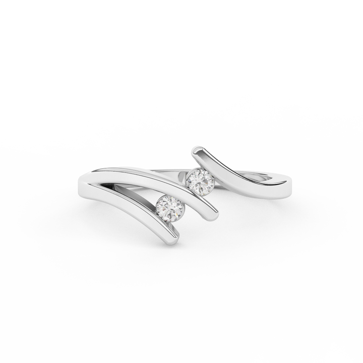 0.10 Cttw Tension Setting Diamond Cluster Ring In 14KT Gold