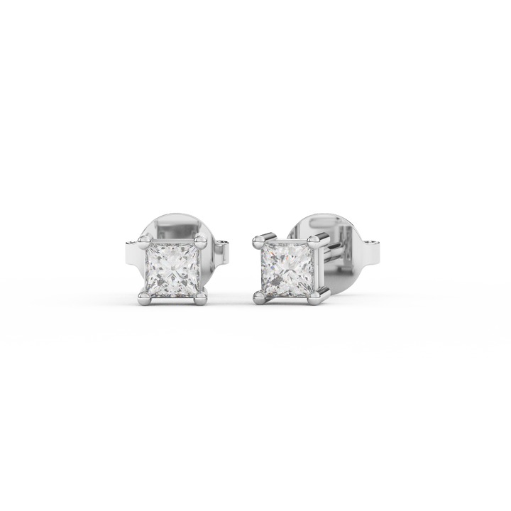 0.10 Carat Princess Cut Diamond Stud Earrings | Crafted In 14KT Gold - Fehu Jewels