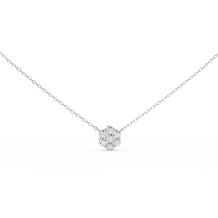 0.50 Cttw Natural Diamond Flower Pendant Necklace for Women | Crafted in 14K Rose, White, and Yellow Gold | Cluster Diamond Necklace, Perfect Gift for Her - Fehu Jewels