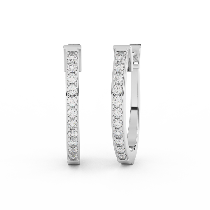 1/5 Cttw Round Diamond Hoop Earrings | Effortless Glamour In 14kt Gold - Fehu Jewels