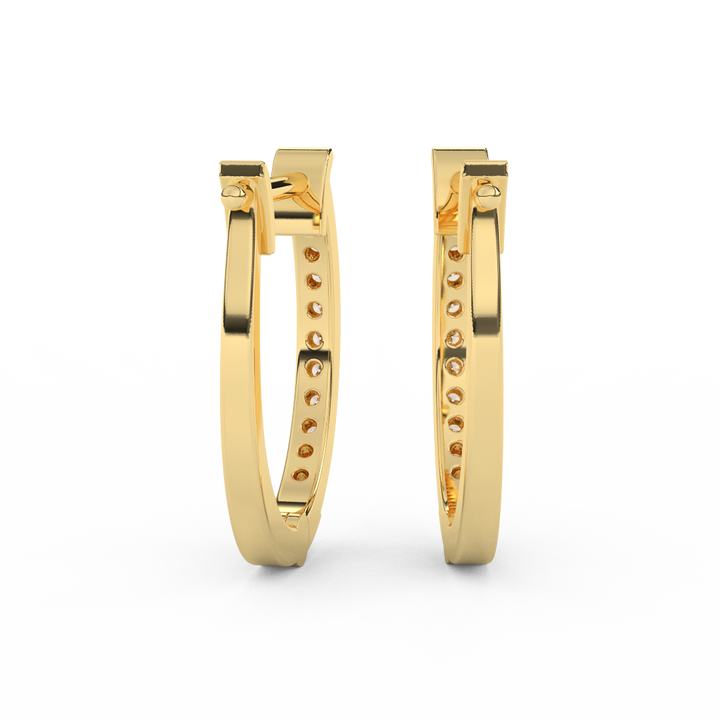 1/5 Cttw Round Diamond Hoop Earrings | Effortless Glamour In 14kt Gold - Fehu Jewels