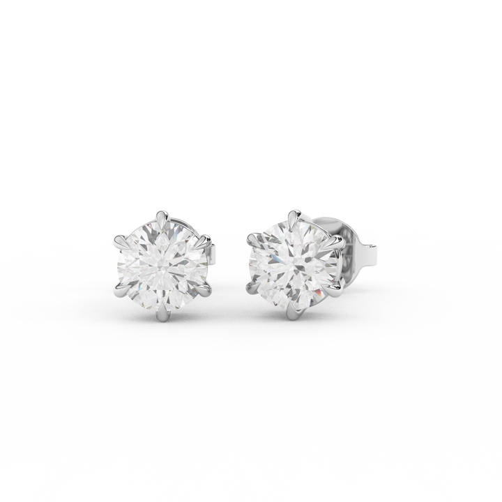 1 1/7 Cttw Round Cut Certified Natural Diamond Solitaire Stud Earrings | 14kt Gold - Fehu Jewels