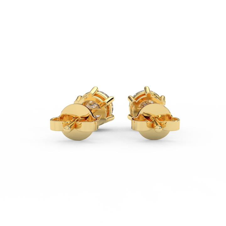 1 1/7 Cttw Round Cut Certified Natural Diamond Solitaire Stud Earrings | 14kt Gold - Fehu Jewels