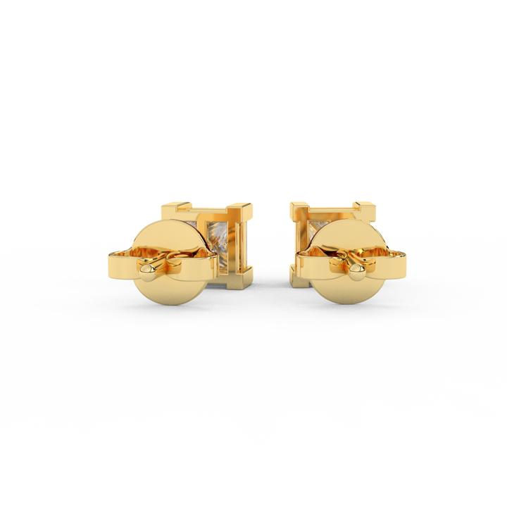 1.00 Cttw Princess Cut Certified Natural Diamond Stud Earrings | 14kt Gold - Fehu Jewels