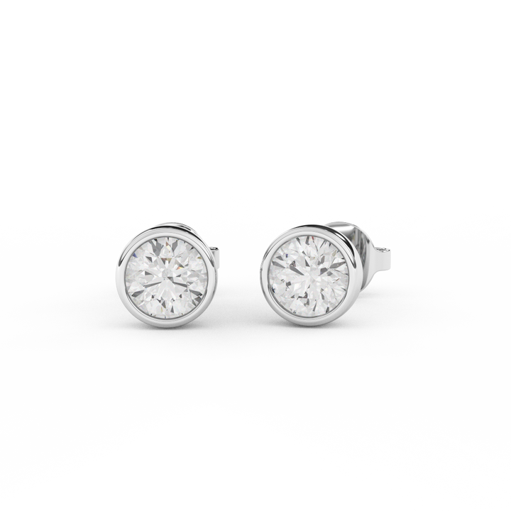 1.0 Cttw Enhanced Round Cut Natural Diamond Stud Earrings | 14kt Gold - Fehu Jewels