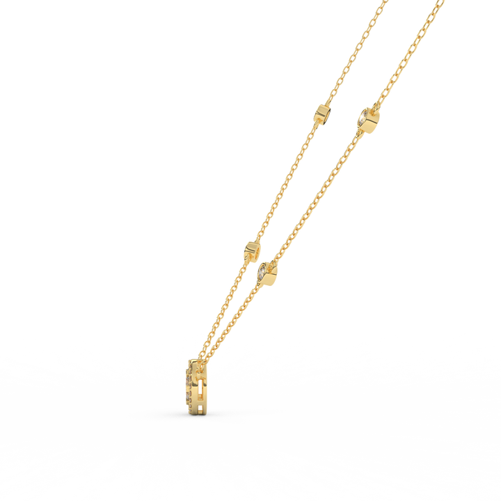 0.57 Cttw Round Cut Halo Diamond Necklace, Dainty Pave Halo Pendant, perfect for weddings, bridesmaid gifts, anniversaries, and Mother's Day. Ideal gifts for her. - Fehu Jewels