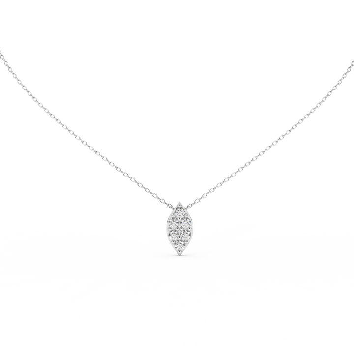 0.56 Cttw Round Cut Natural Diamond Pendant Necklace for Women | 14K Rose, White, and Yellow Gold | Marquise Leaf Design - Perfect Gift for Her - Fehu Jewels