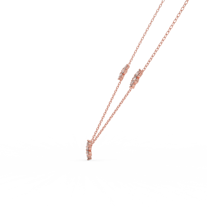 0.95 Cttw Round Ct Diamond Flower Necklace Pendant For Women | Crafted In 14K Rose ,White and Yellow Gold | Dainty Flower Diamond Cluster Pendant Necklace | Perfect Gift For Her - Fehu Jewels