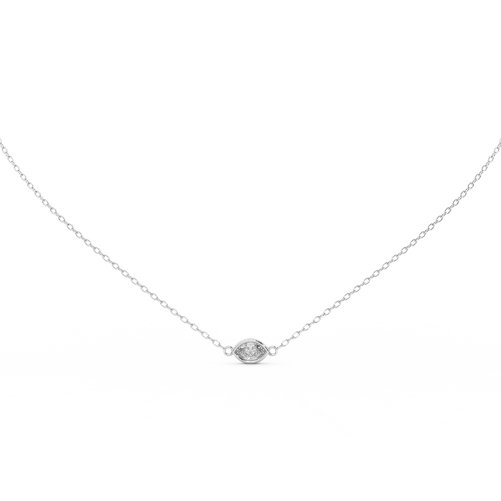 0.20 Ct. Marquise Cut Natural Diamond Solitaire Pendant Necklace for Women | Crafted in 14K Rose, White, and Yellow Gold | Bezel Set - East West Design Necklace ,Perfect Gift For Her - Fehu Jewels