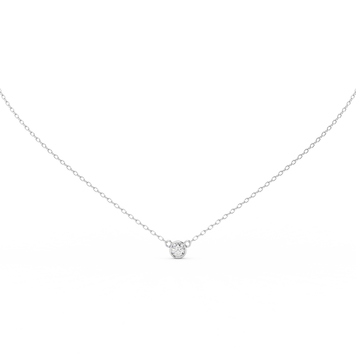 0.17 Ct. Round Cut Natural Diamond Bezel Set - Solitaire Pendant Necklace for Women | Crafted in 14K Rose, White & Yellow Gold | Perfect Gift For Her - Fehu Jewels