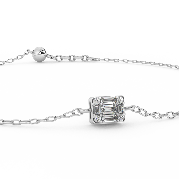 1/9 Cttw Baguette Diamond Bracelet | Captivating Square Design In 14kt Gold - Fehu Jewels