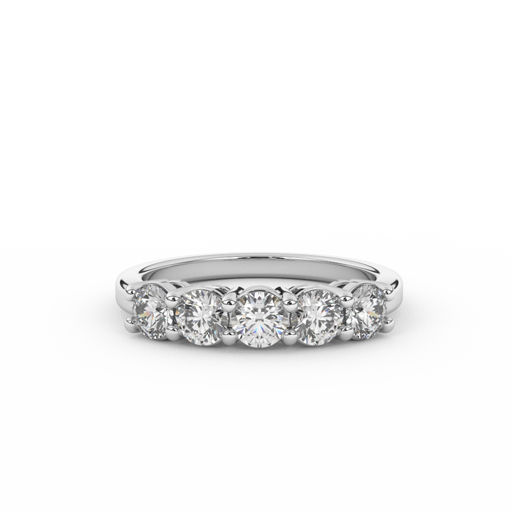 Elegant 0.98 Cttw Certified Diamond Five Stone Ring In 14kt Gold - Fehu Jewels