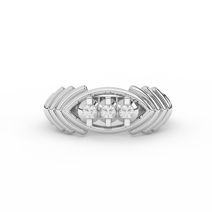 Certified Natural Diamond 1/8 Cttw Classic Stepped Three Stone Ring In 14kt Gold - Fehu Jewels