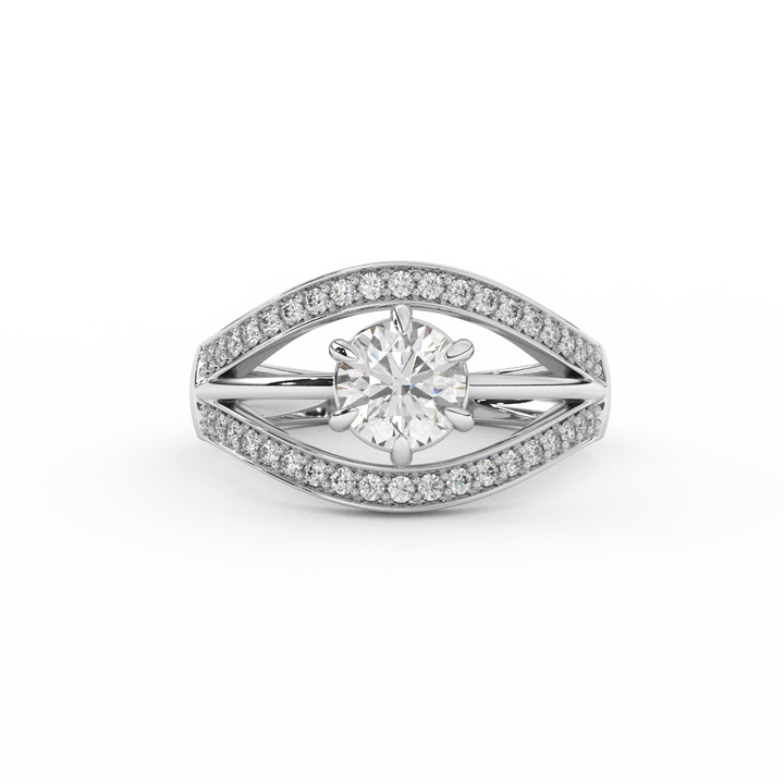 0.97 Cttw Certified Diamond Designer Cluster Ring In 14kt Gold - Fehu Jewels