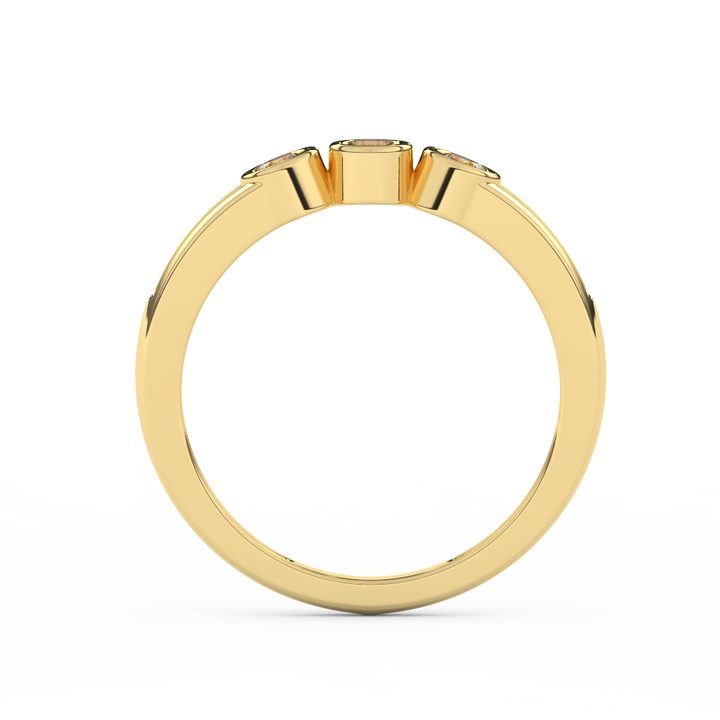 Certified Natural Diamond 1/5 Cttw Three Stone Ring In 14kt Gold - Elegantly Delicate - Fehu Jewels