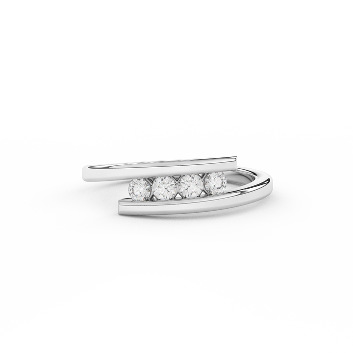 1/4 Cttw Certified Diamond Four-Stone Bypass Ring In 14kt Gold - Fehu Jewels