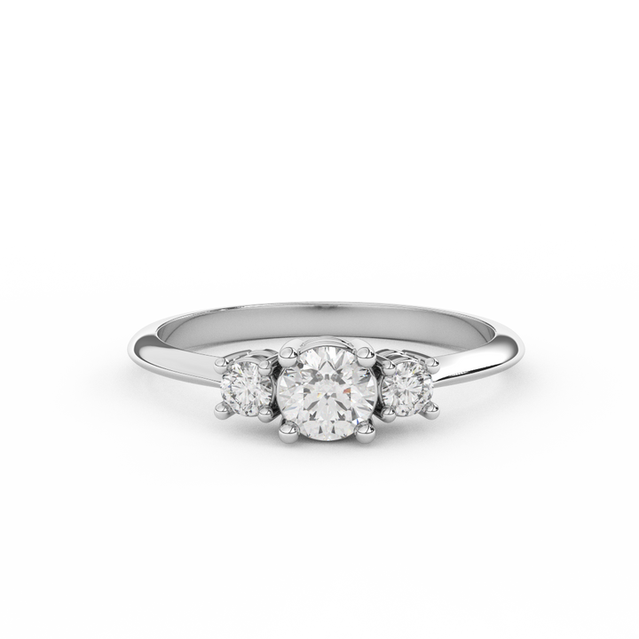 3/7 Cttw Certified Diamond Delicate Three Stone Ring In 14kt Gold - Fehu Jewels