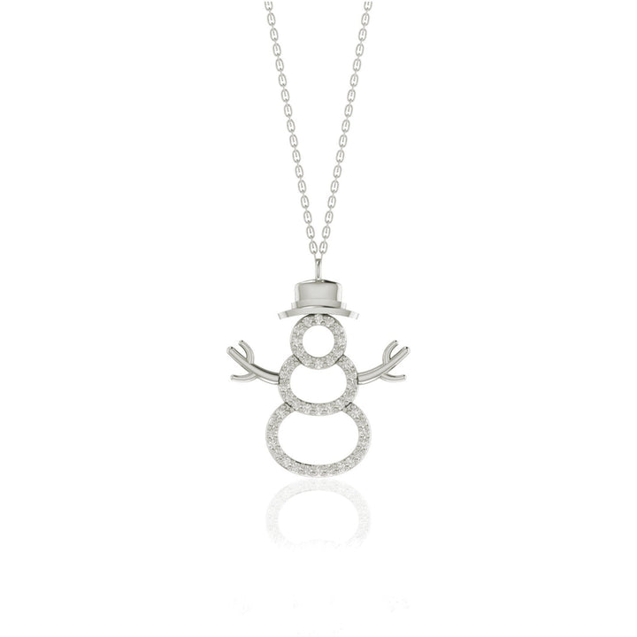 0.25 Carat Natural Diamond Snowman Pendant Necklace for Her | 14KT Gold