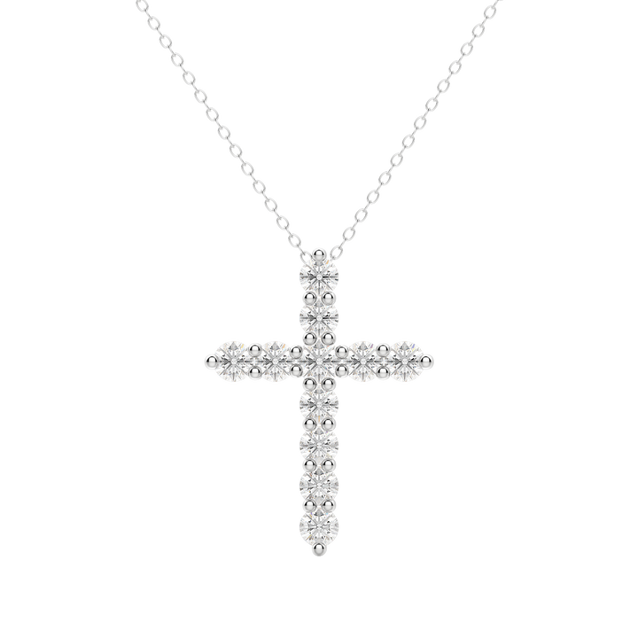 0.17 Carat Natural Diamond Cross Pendant Necklace | 14KT Gold