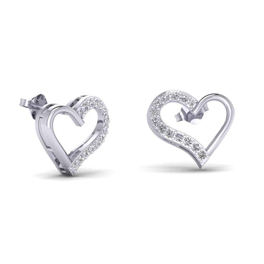 14k Gold with 1/4ct Natural Diamonds Heart Shaped Earrings for Womens & Girls