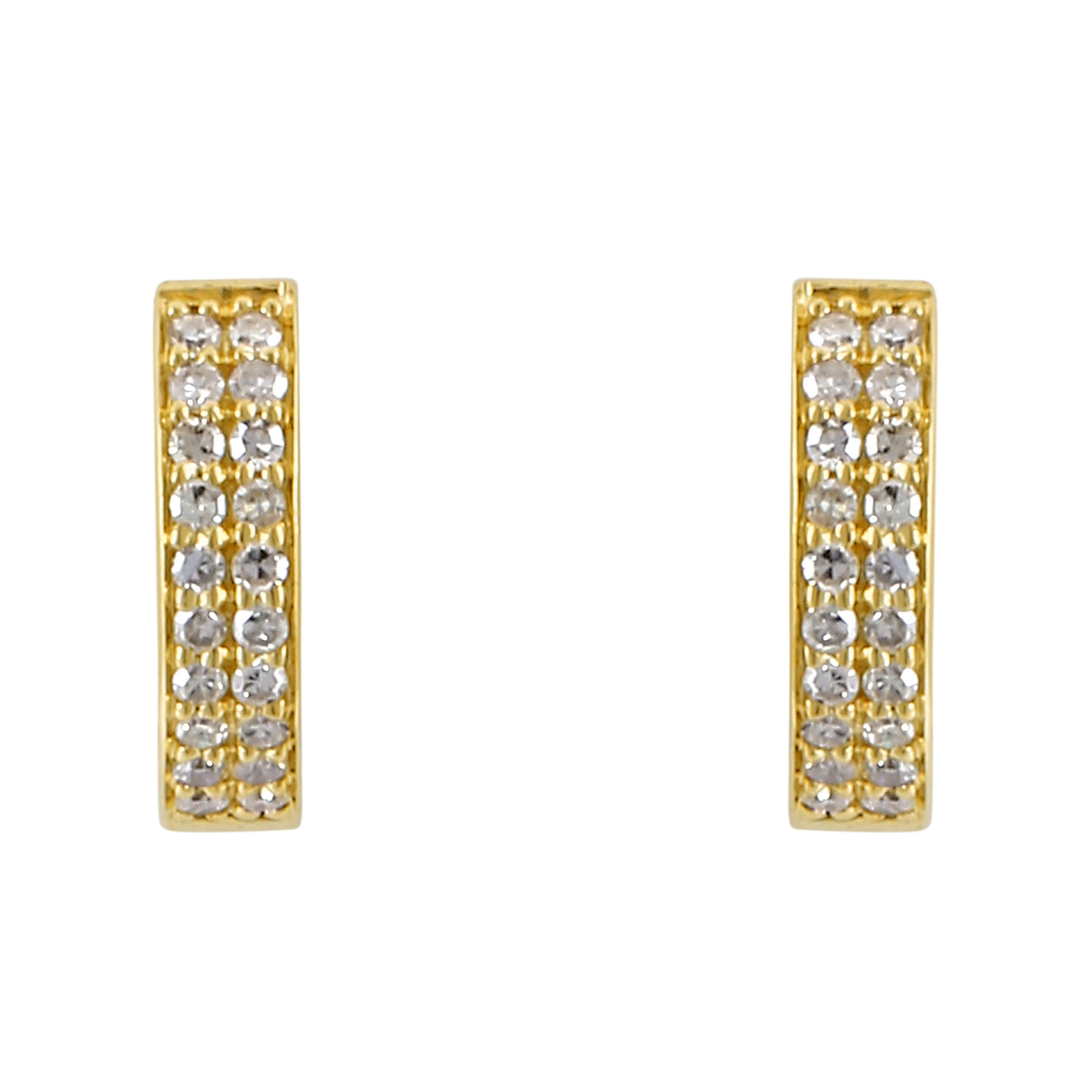 Channel-Set 0.21 Round Diamond Huggie Earring 14K, 10K, Gold & 925 Silver By Fehu Jewel