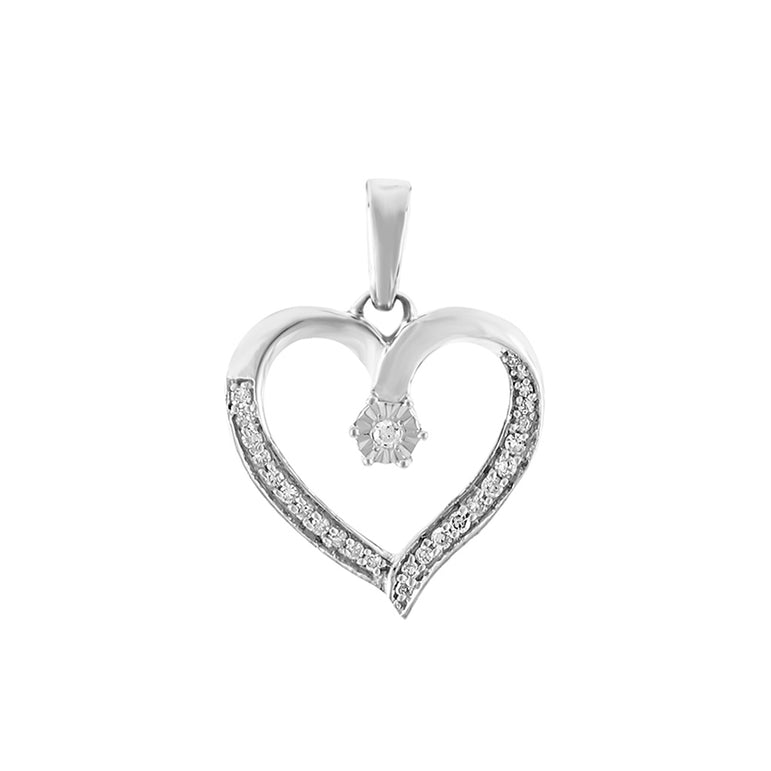 White gold Open Heart Diamond Necklace