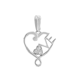 1/10ct Open Heart Diamond Necklace With Love Letter For Women