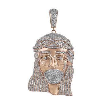 rose gold jesus head pendant for men