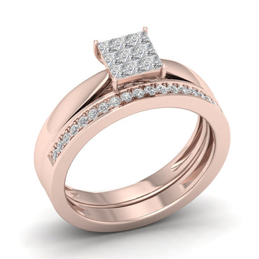 Fehu Jewel Bridal Ring Set Engagement Ring With 3/8Ct Natural Diamonds.