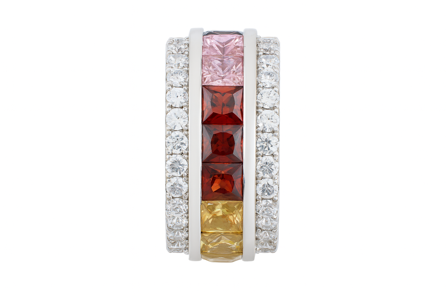FEHU Kaleidoscope Ring – Luxury Multicolor Gemstone & Diamond Eternity Band