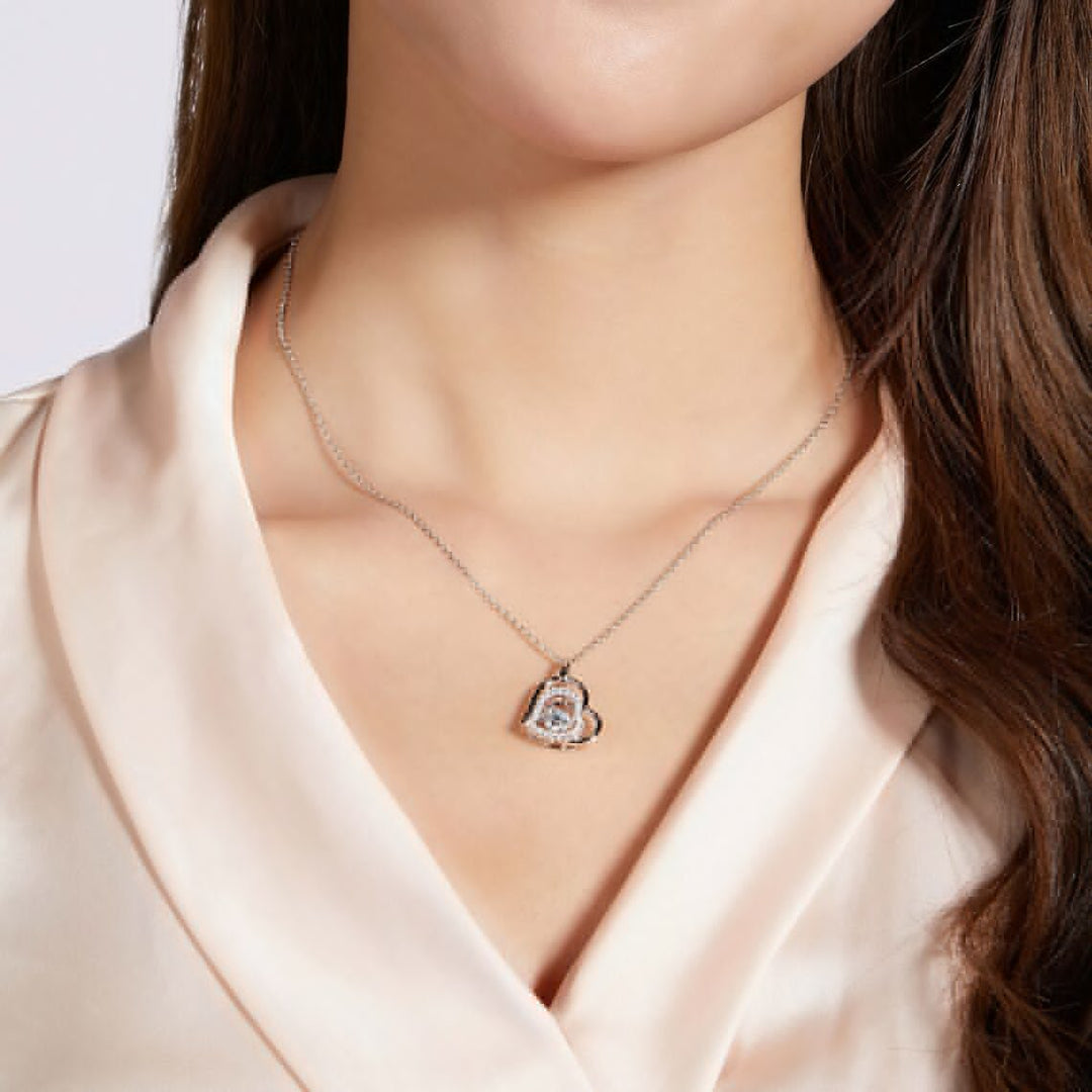 0.70 Carat Natural Diamond Heart Pendant Necklace for Women | 14KT Gold