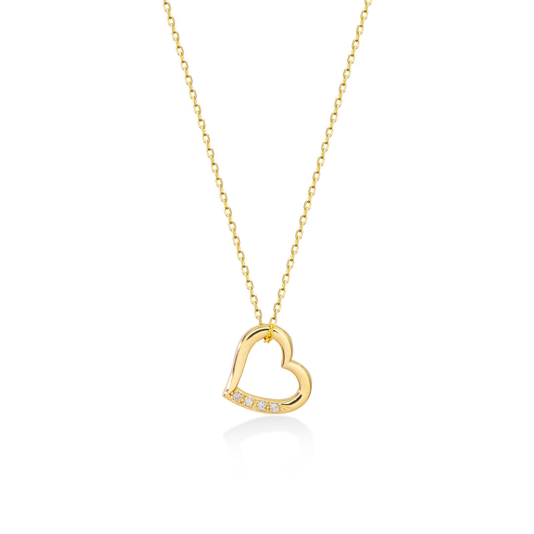 0.5 Carat Natural Diamond Heart Pendant Necklace for Women | 14KT Gold
