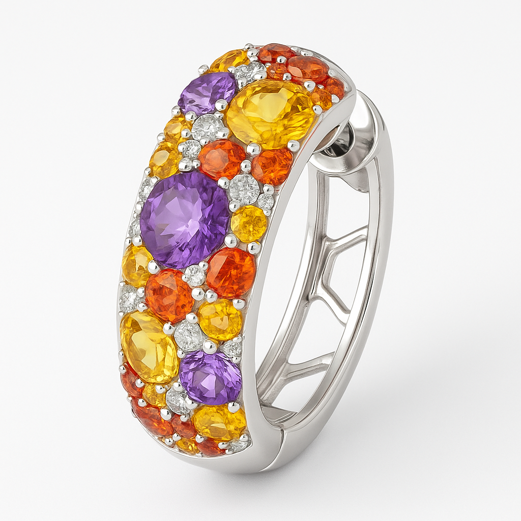 Kaleidoscope Sunset-Inspired Gemstone Hoop Earrings 