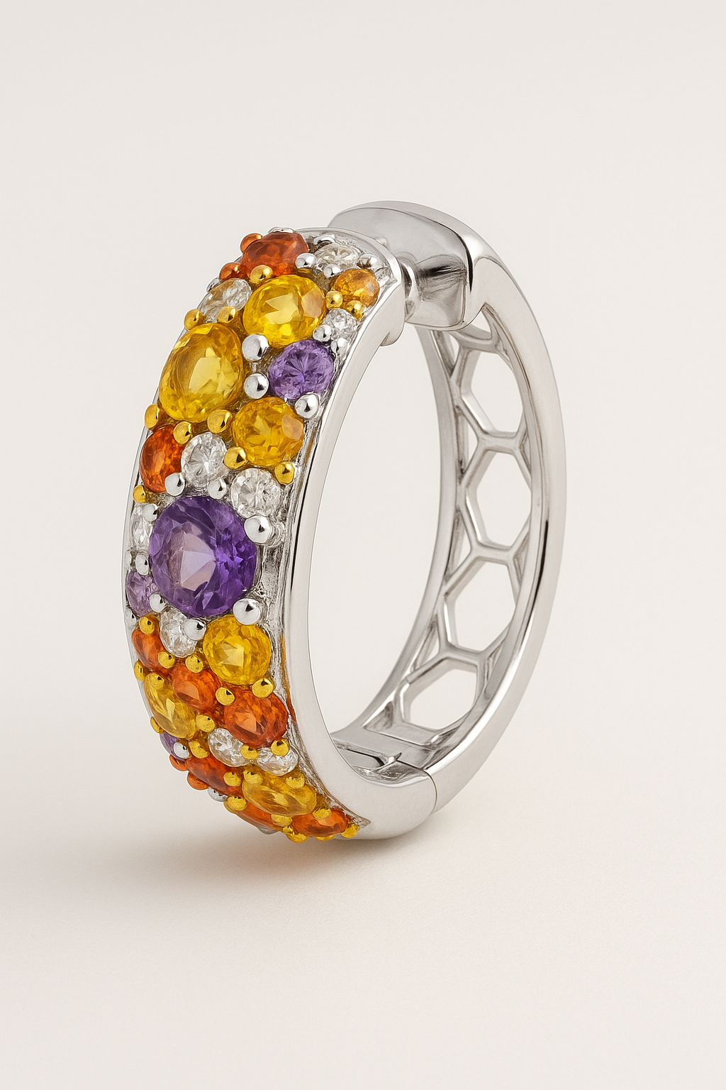 Kaleidoscope Sunset-Inspired Gemstone Hoop Earrings 