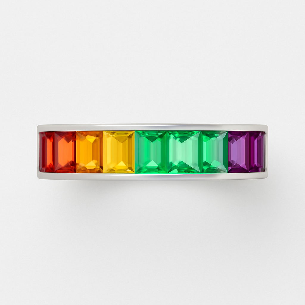 Luxury Rainbow Baguette Eternity Ring