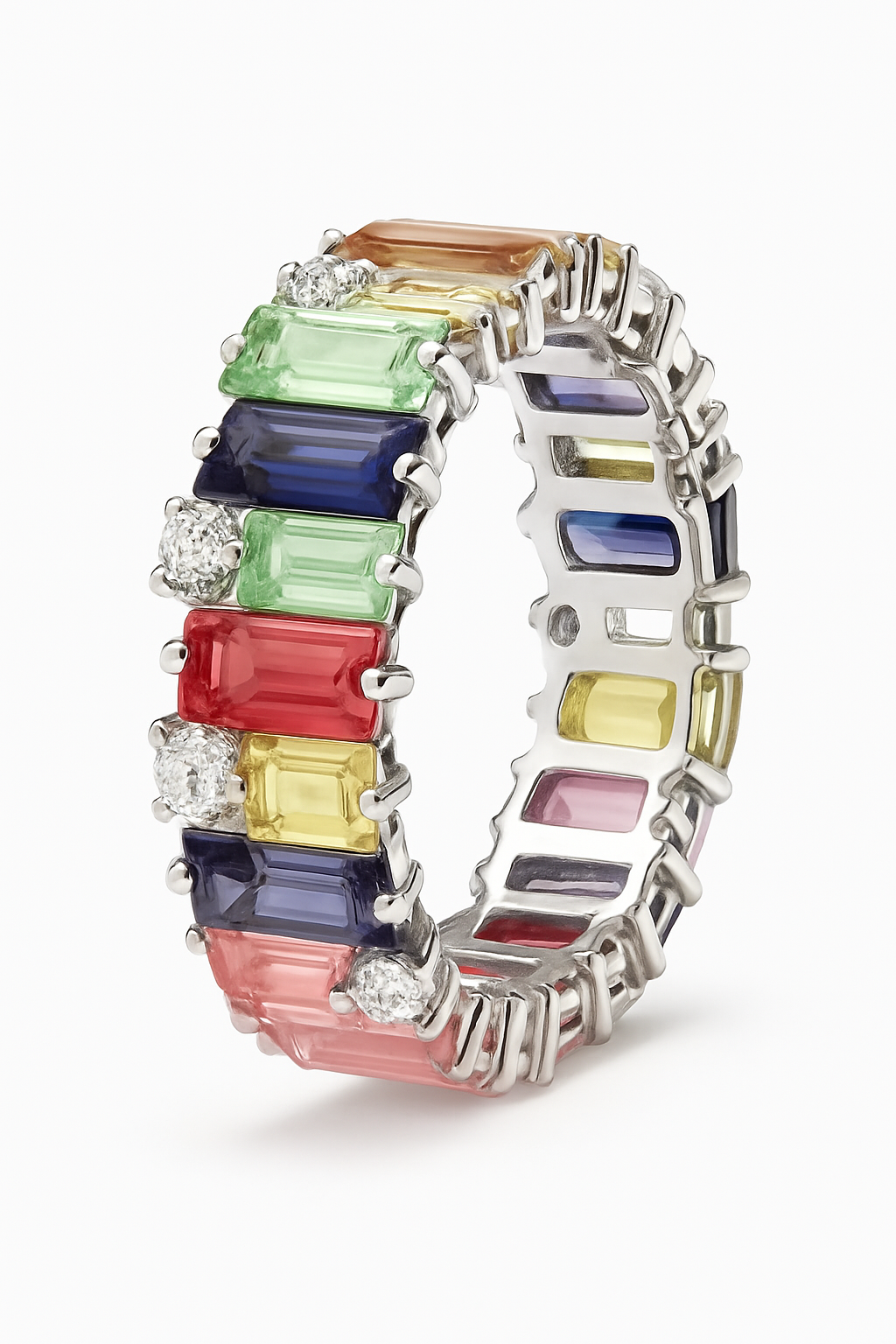 Luxury Rainbow Gemstone Eternity Band 