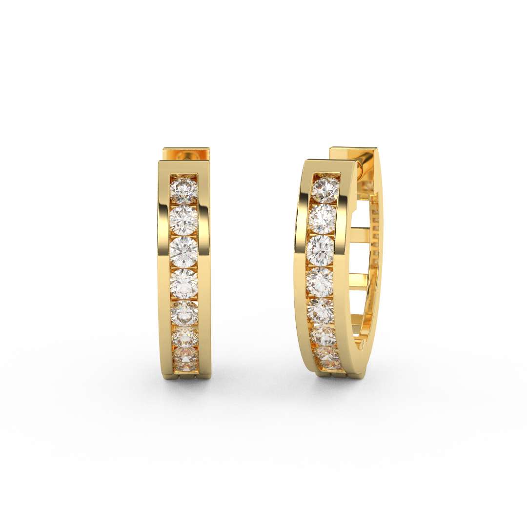 2/9 Cttw Round Cut Certified Natural Diamond Hoop Earrings | 14kt Gold - Fehu Jewels