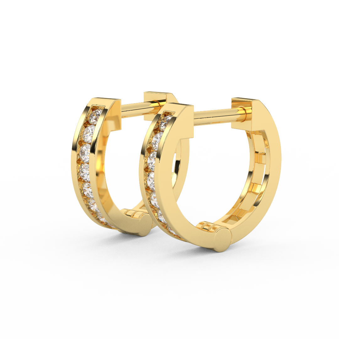 2/9 Cttw Round Cut Certified Natural Diamond Hoop Earrings | 14kt Gold - Fehu Jewels