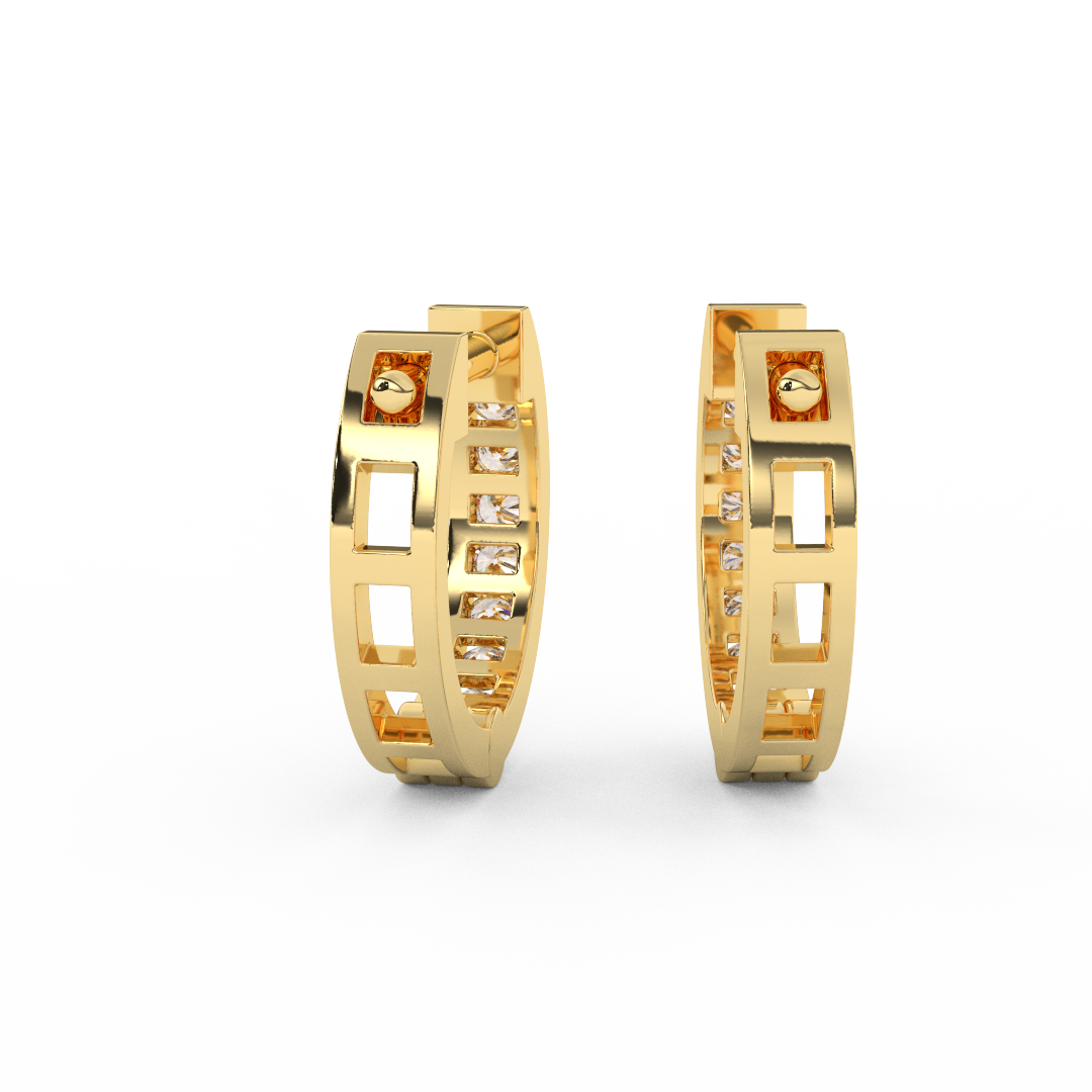 2/9 Cttw Round Cut Certified Natural Diamond Hoop Earrings | 14kt Gold - Fehu Jewels