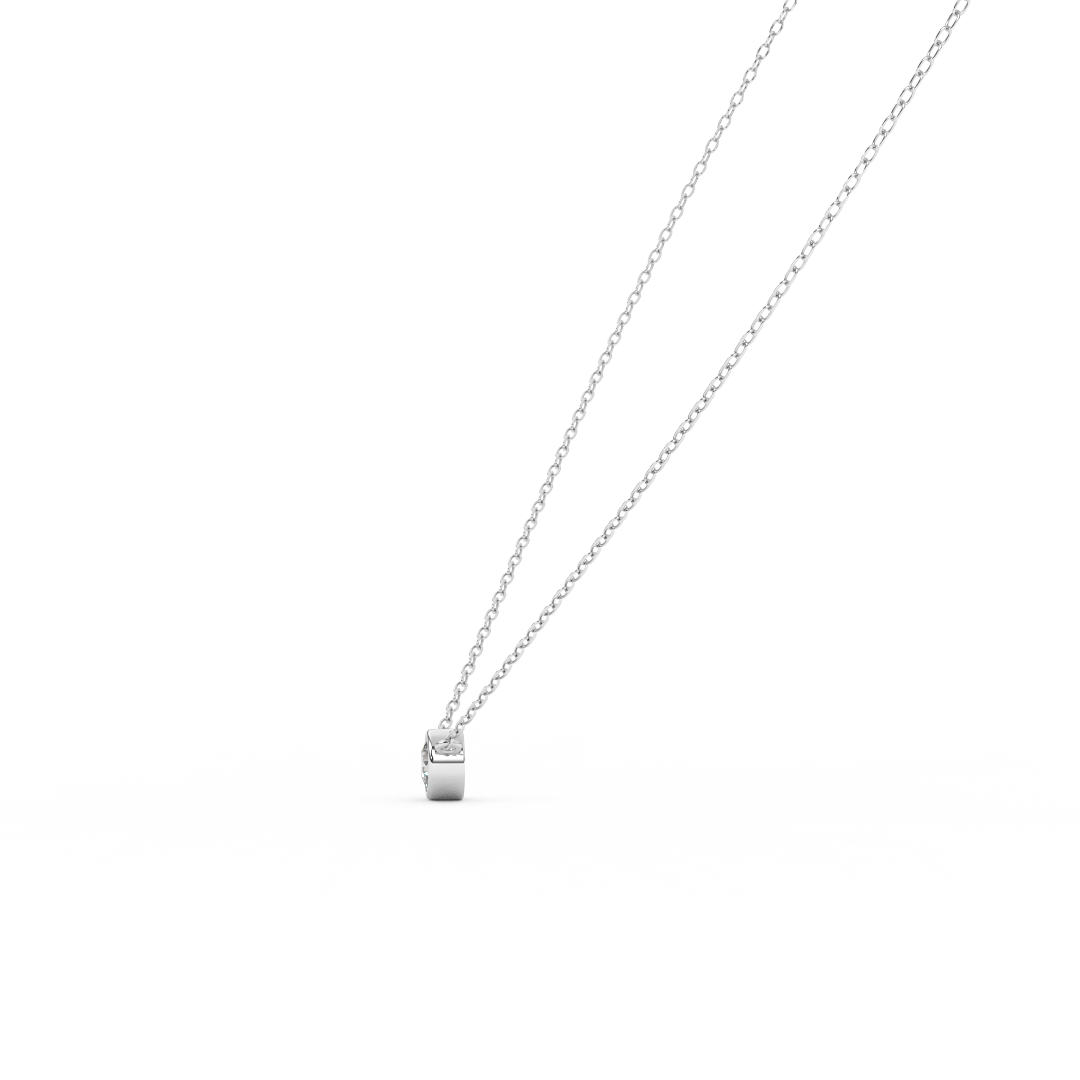 0.37 Cttw Round Cut Natural Diamond Bezel Set Pendant Necklace | Dainty Solid Gold Solitaire Necklace | Ideal The Engagement Gift for Her. - Fehu Jewels