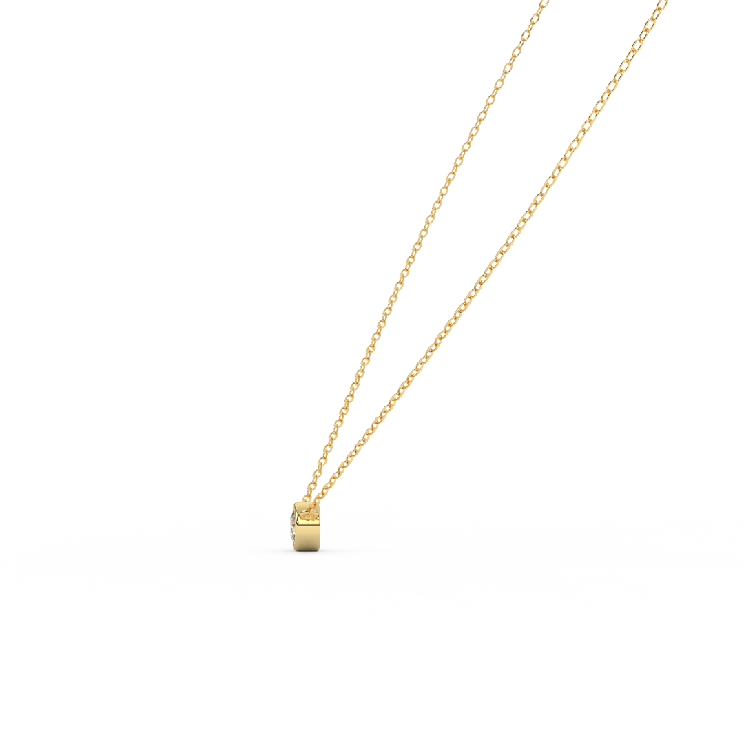 0.37 Cttw Round Cut Natural Diamond Bezel Set Pendant Necklace | Dainty Solid Gold Solitaire Necklace | Ideal The Engagement Gift for Her. - Fehu Jewels