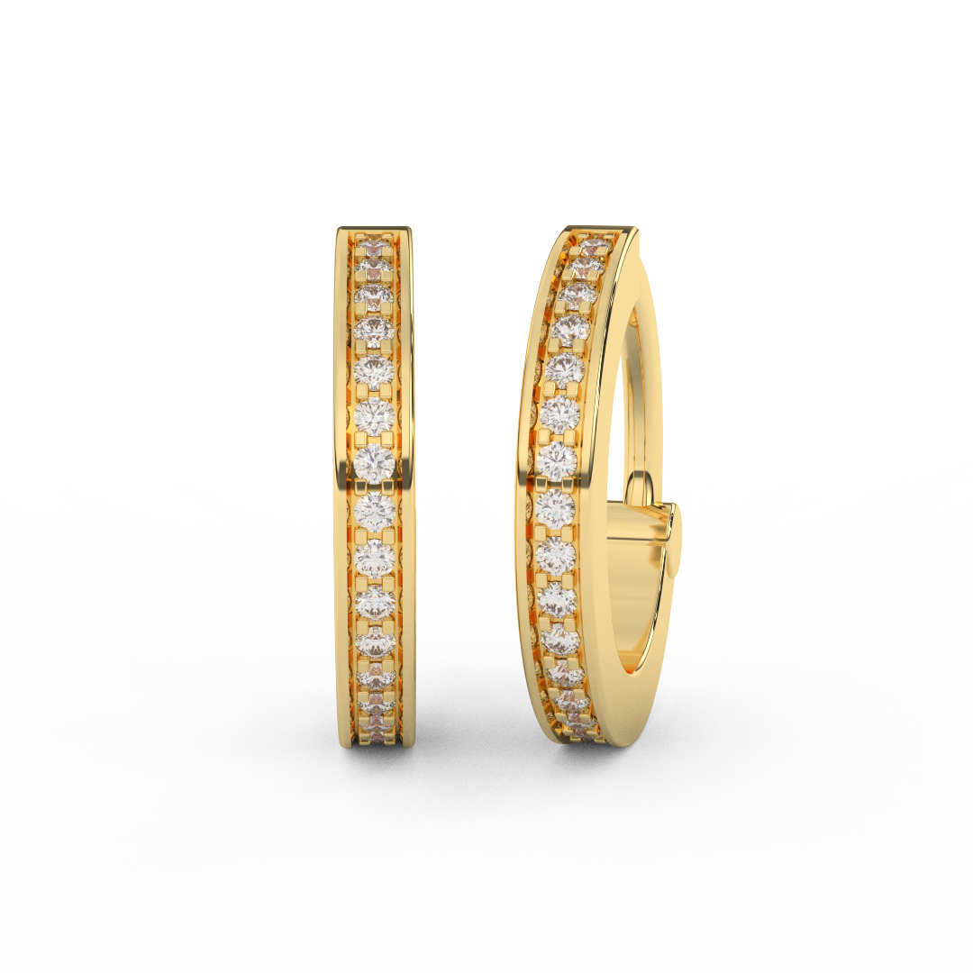 Stunning 0.08 Cttw Round Diamond Huggies Hoop Earrings | Elevate Your Style In 14kt Gold - Fehu Jewels
